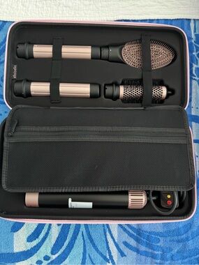 Rose Gold and Black Multi-Attachment Hair Styler Kit - Travel Case Included